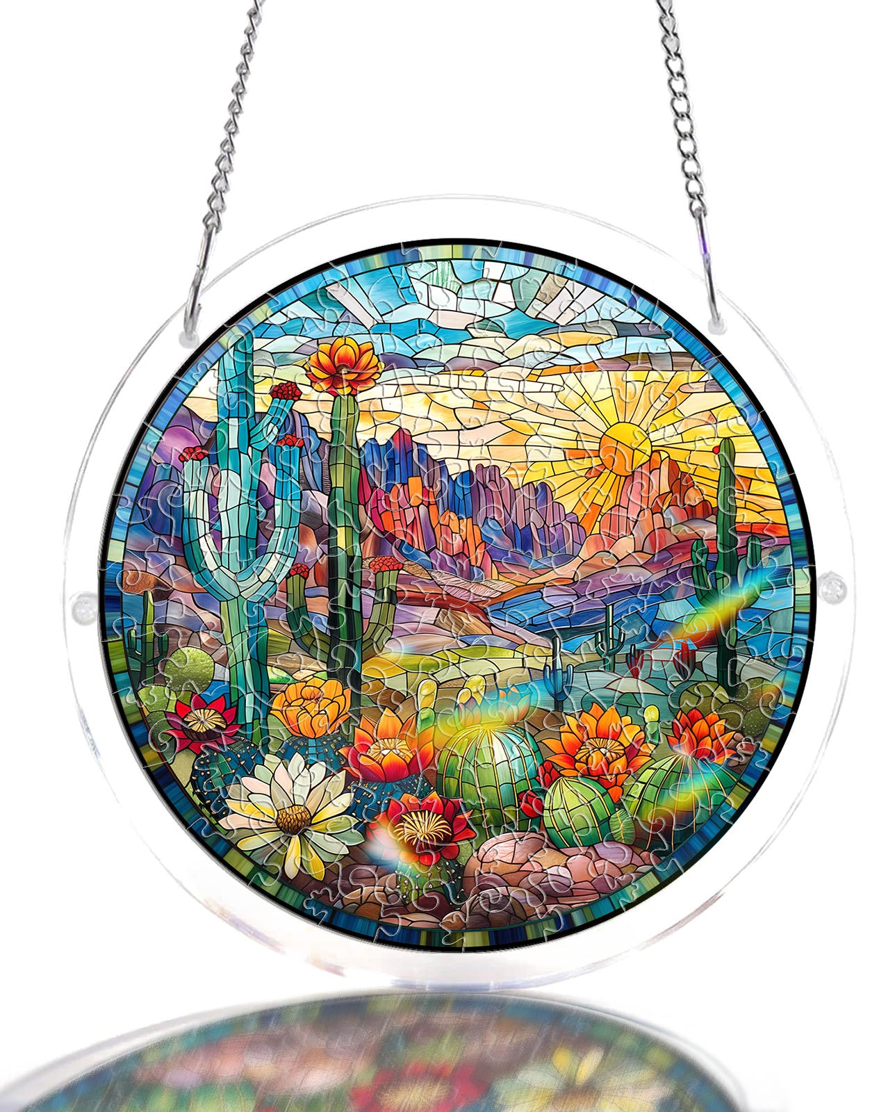 Acrylic Jigsaw Puzzle Suncatcher - Desert Sunrise