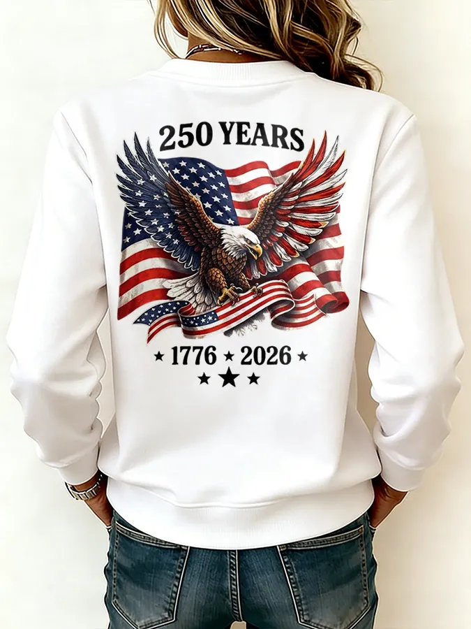 Ladies' Leisure 250th Anniversary National Day Celebration Round Neck Hoodie