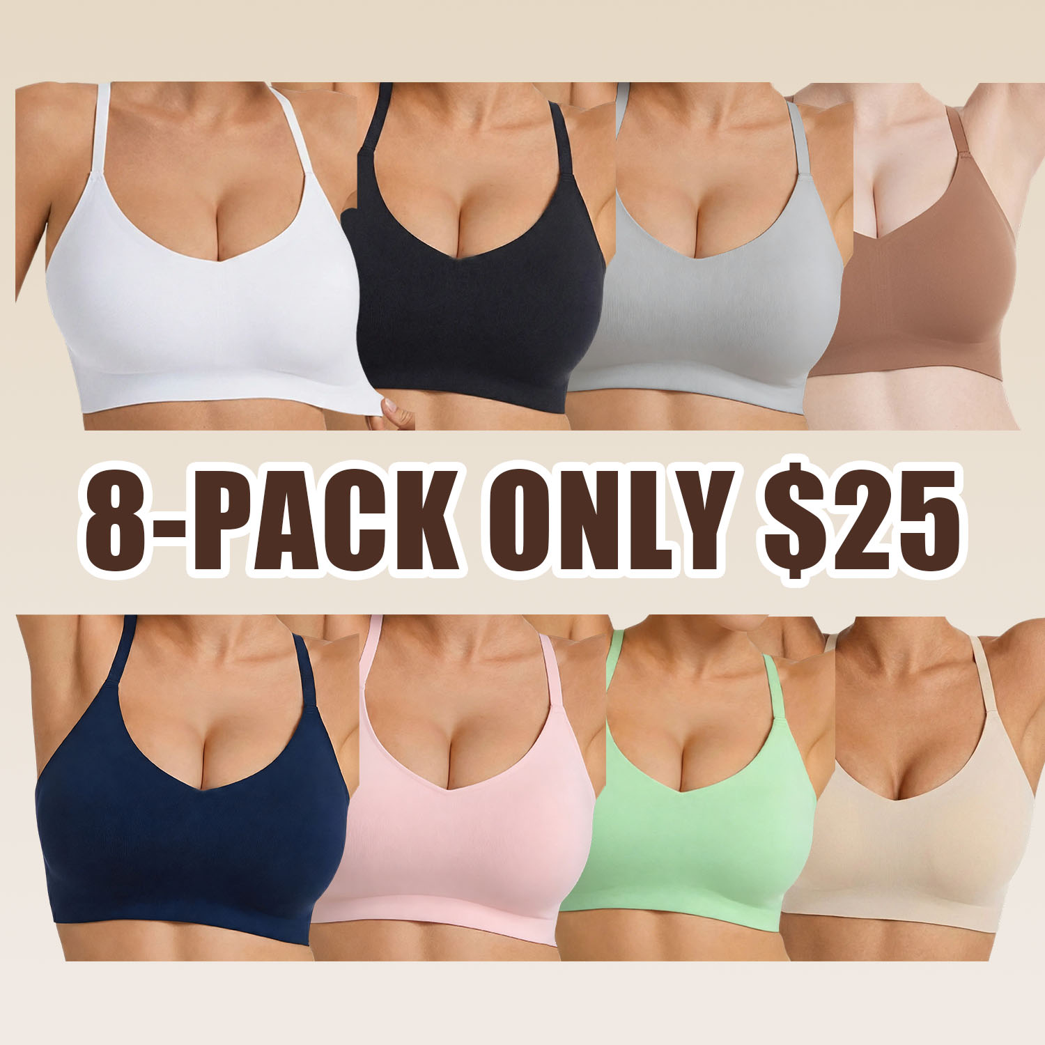 Lusait Lace Jelly Bra Bralettes for Women pullover Bra Seamless Wireless Deep V Racerback Comfort Padded Everyday Tshirt Bra