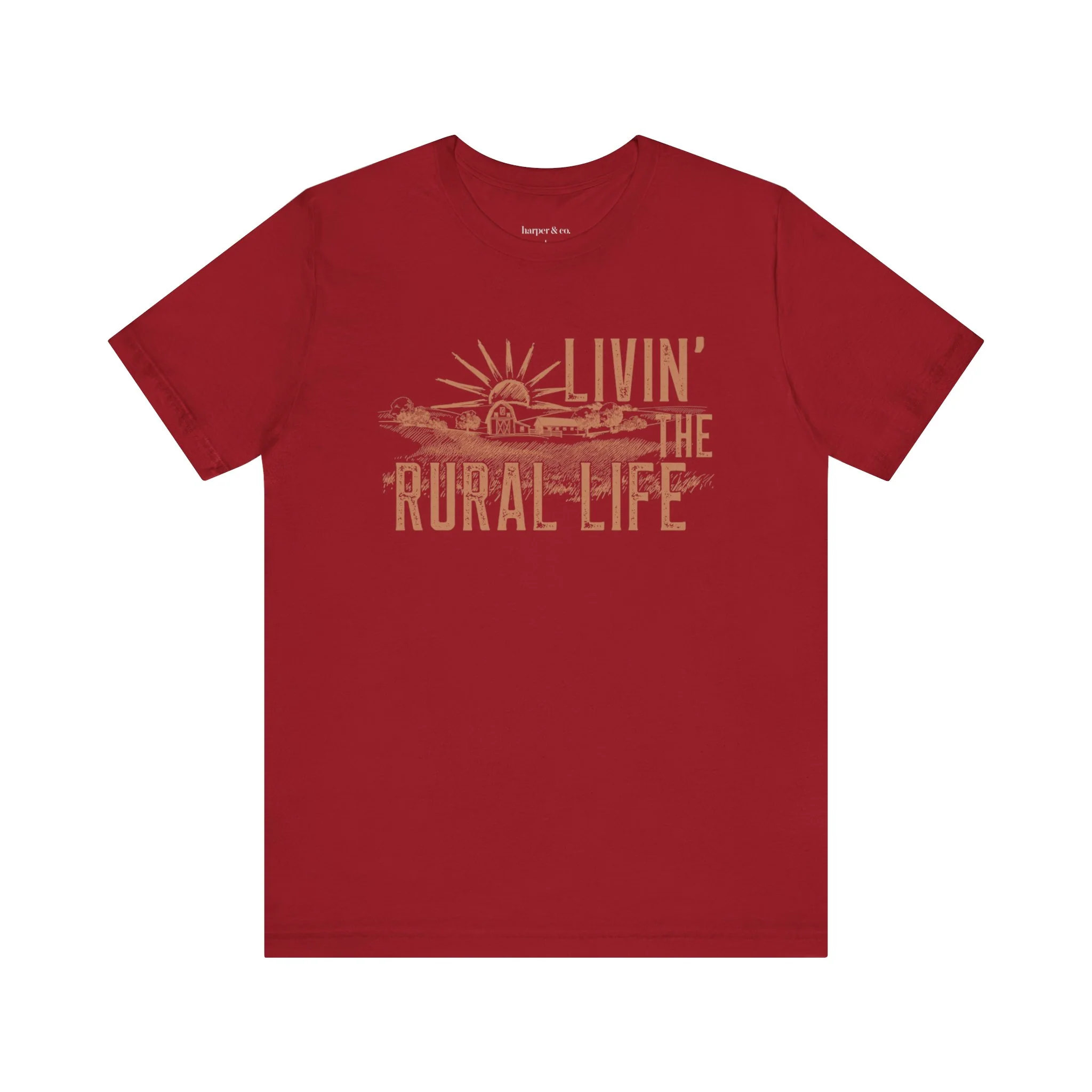 Living the Rural Life (brown graphic) Bella Canvas Unisex Jersey T-Shirt - Multiple Colors