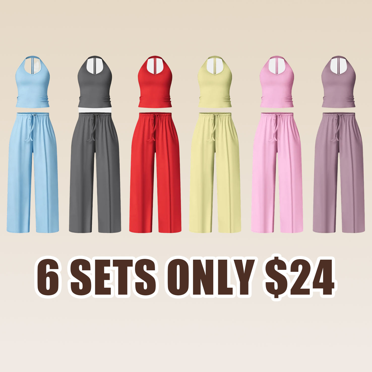 Women’s 2-Piece Wide Leg Activewear Set – High Waist Pants & Padded Sports Bra