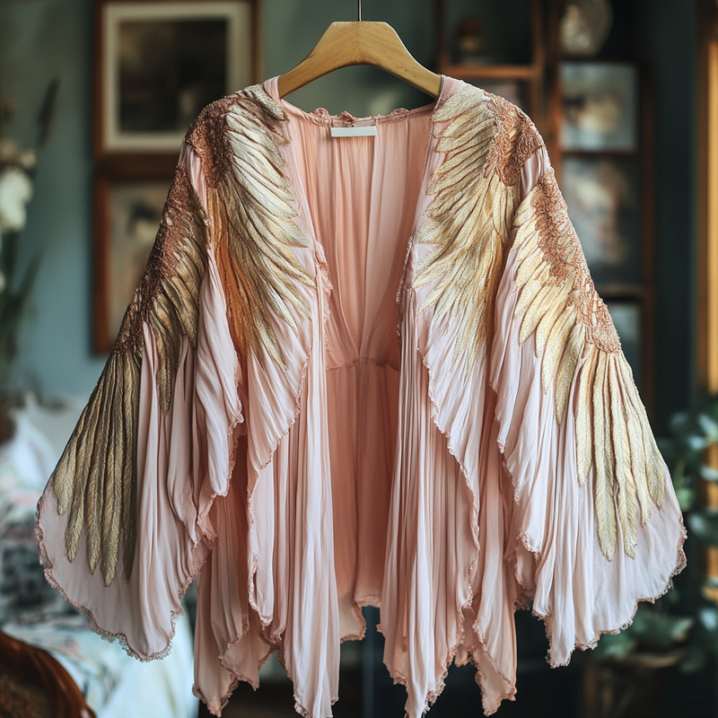 Summer original design elegant handmade wings print cardigan 4470