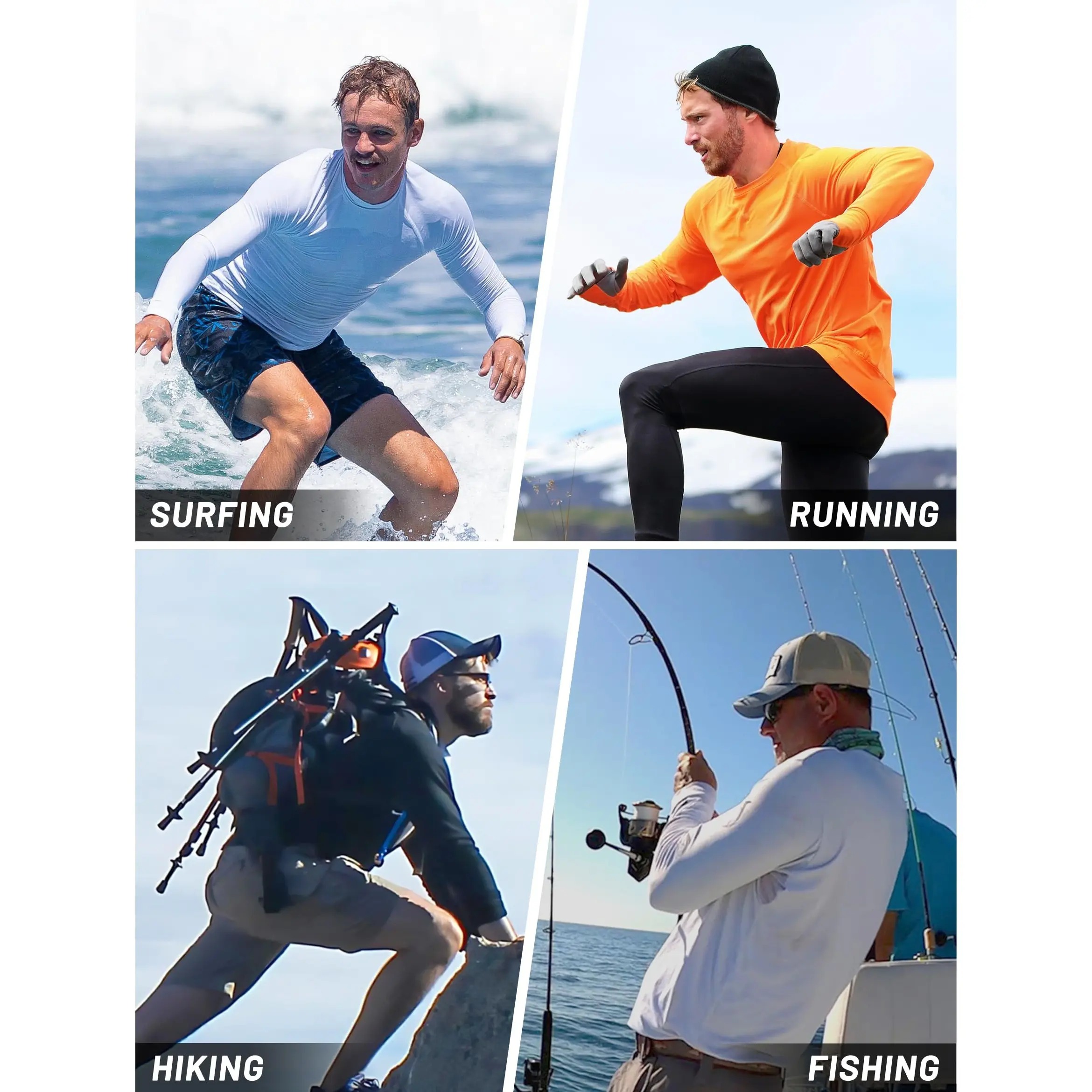 Men's UPF 50+ Long Sleeve Quick Dry Rash Guard Shirt