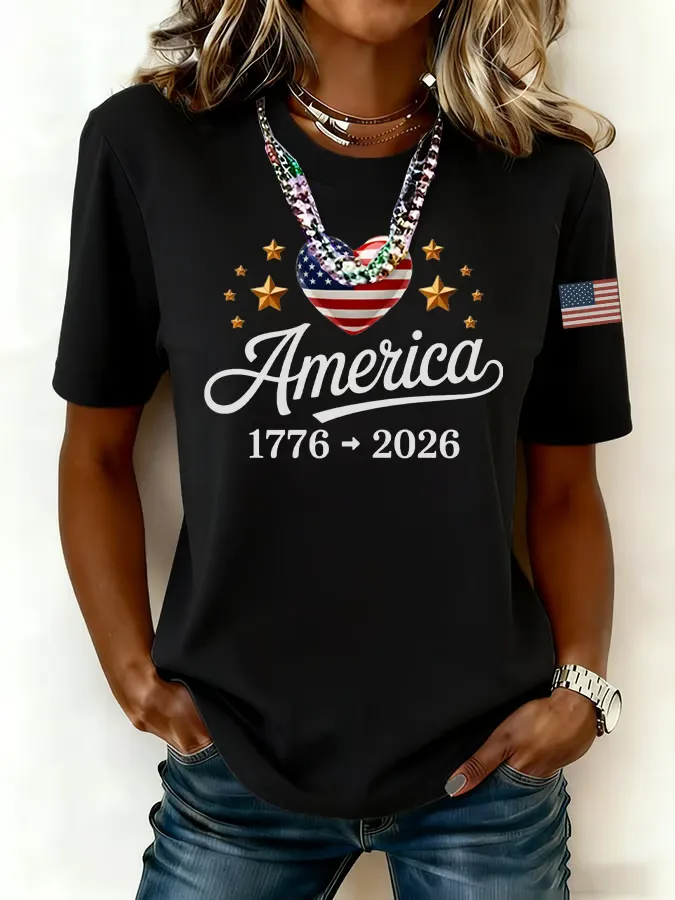 Women'S Casual American 250th Anniversary Commemorative Printed Shirt