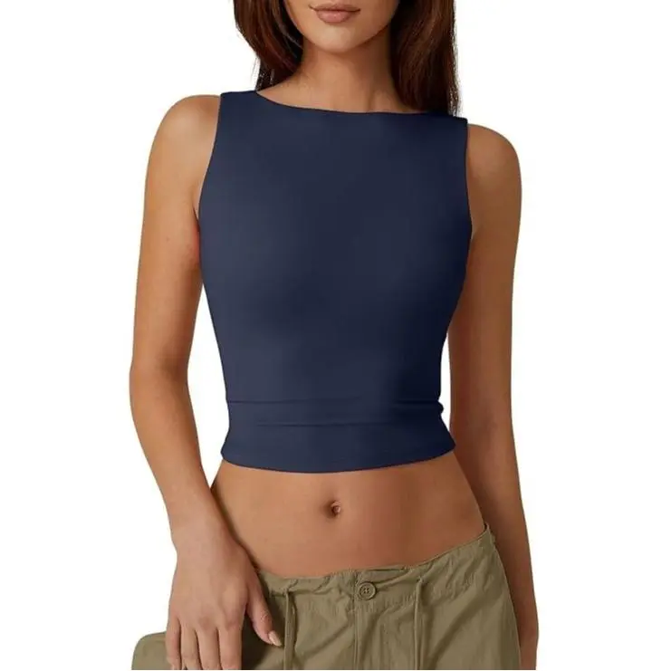 Women's Sexy Open Back Sleeveless Crop Tank