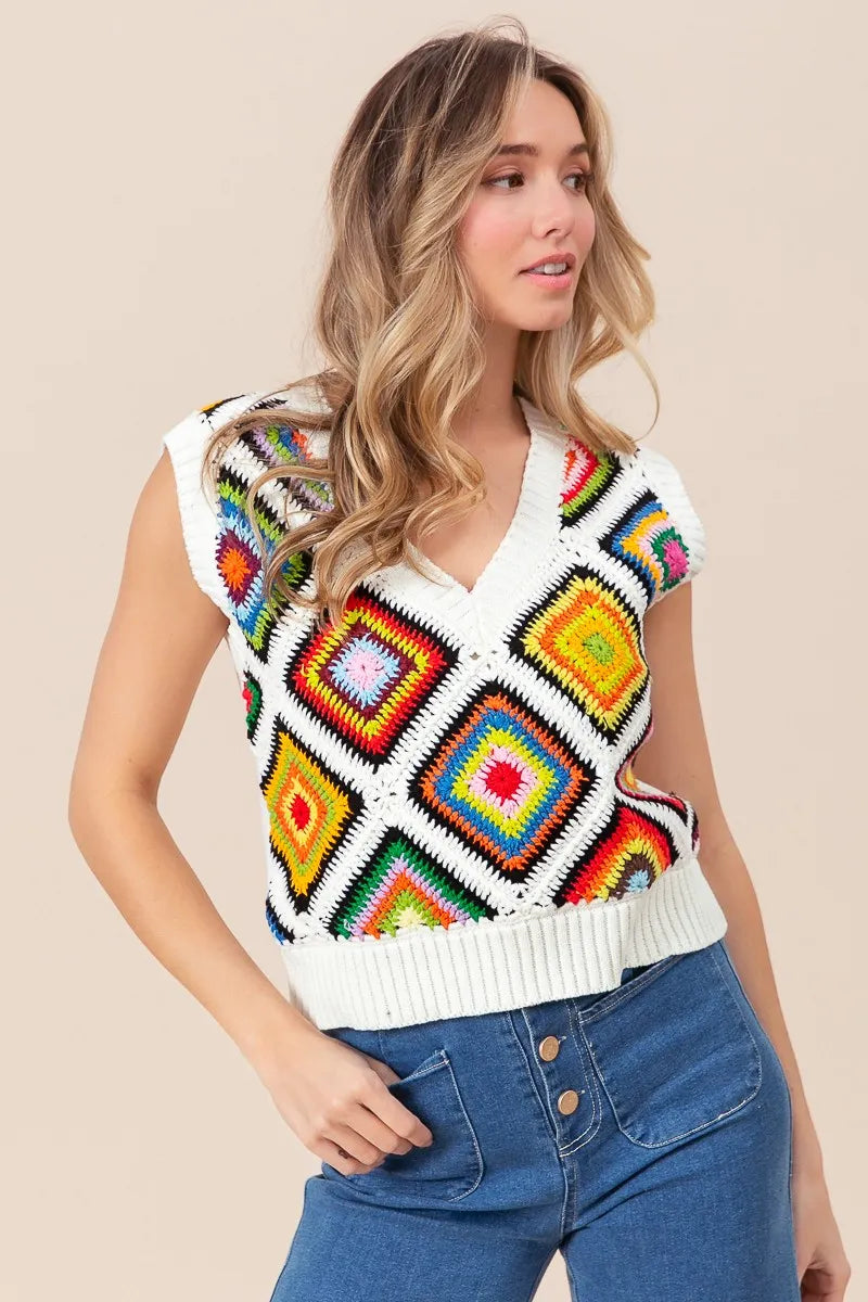 Diamond Granny Square Sweater Vest