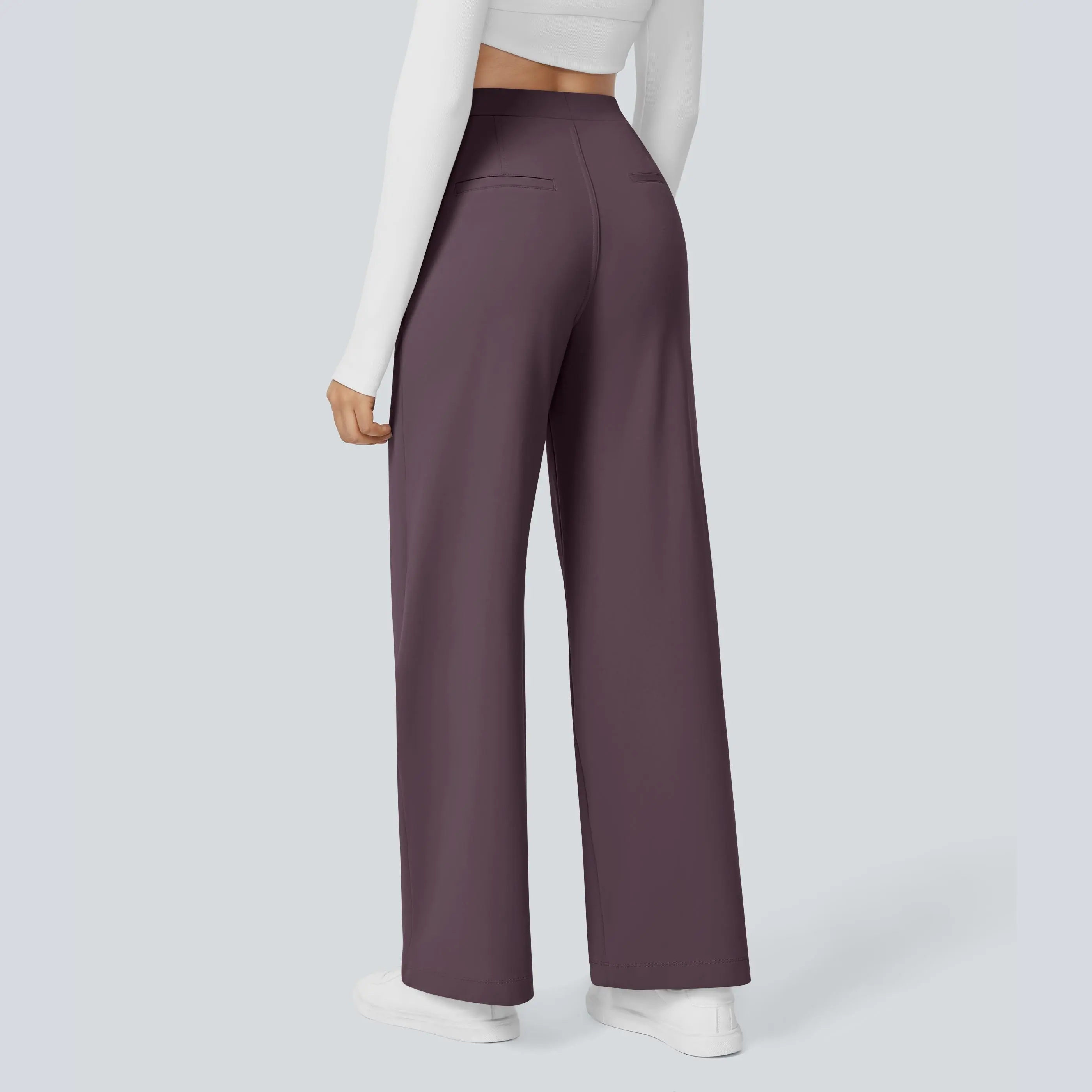 High Waisted Pocket Straight Leg Work Pants