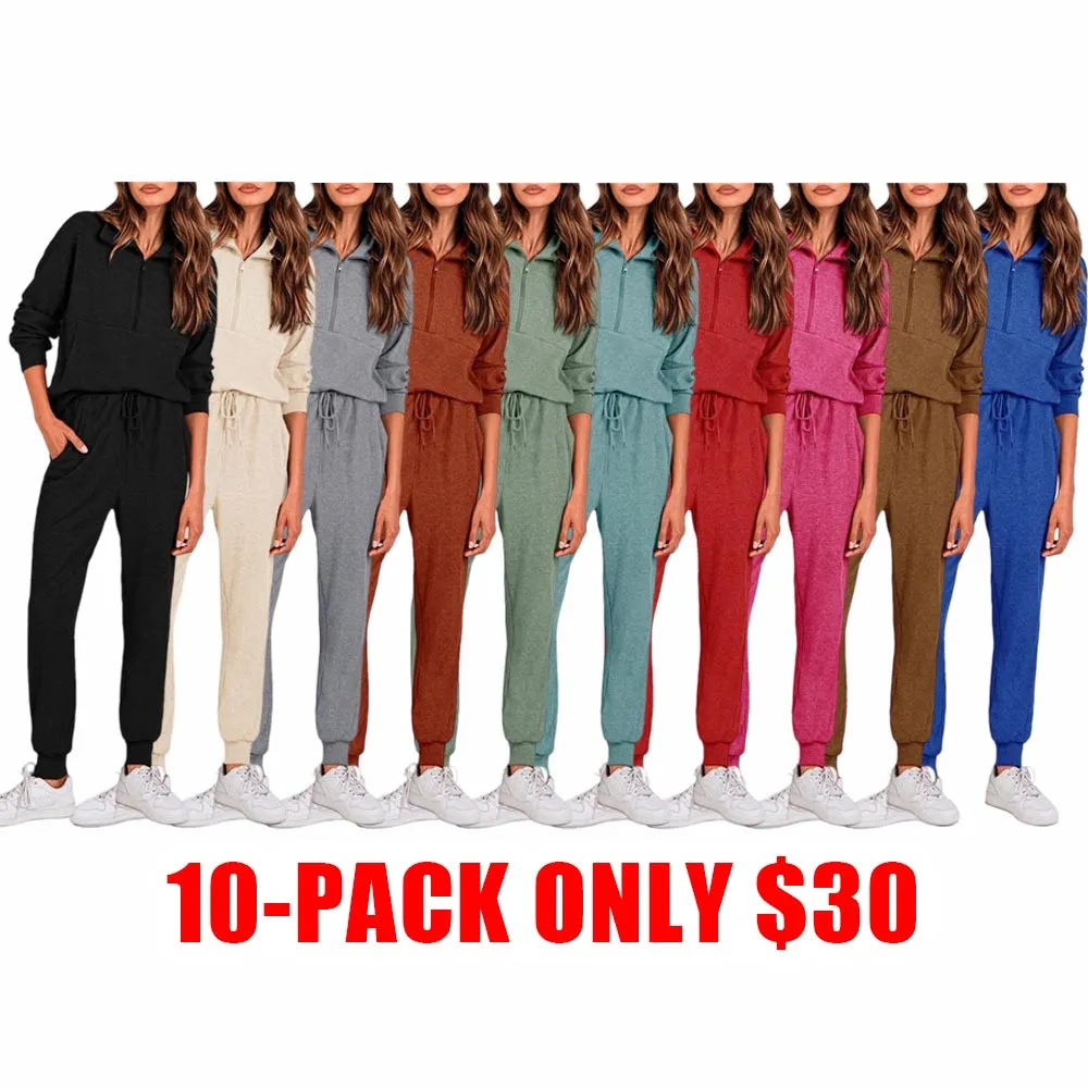 Women's 2-Piece Tracksuit – Half Zip Pullover & Jogger Pants