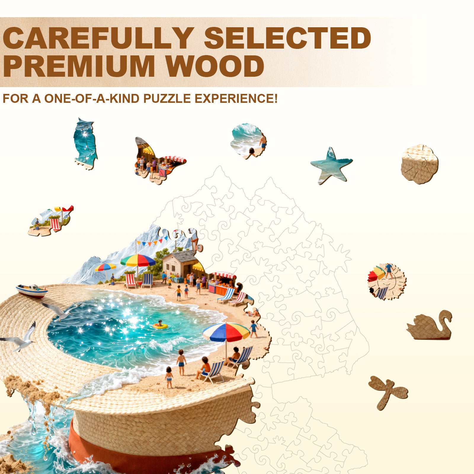 Straw Hat Shore Wooden Jigsaw Puzzle