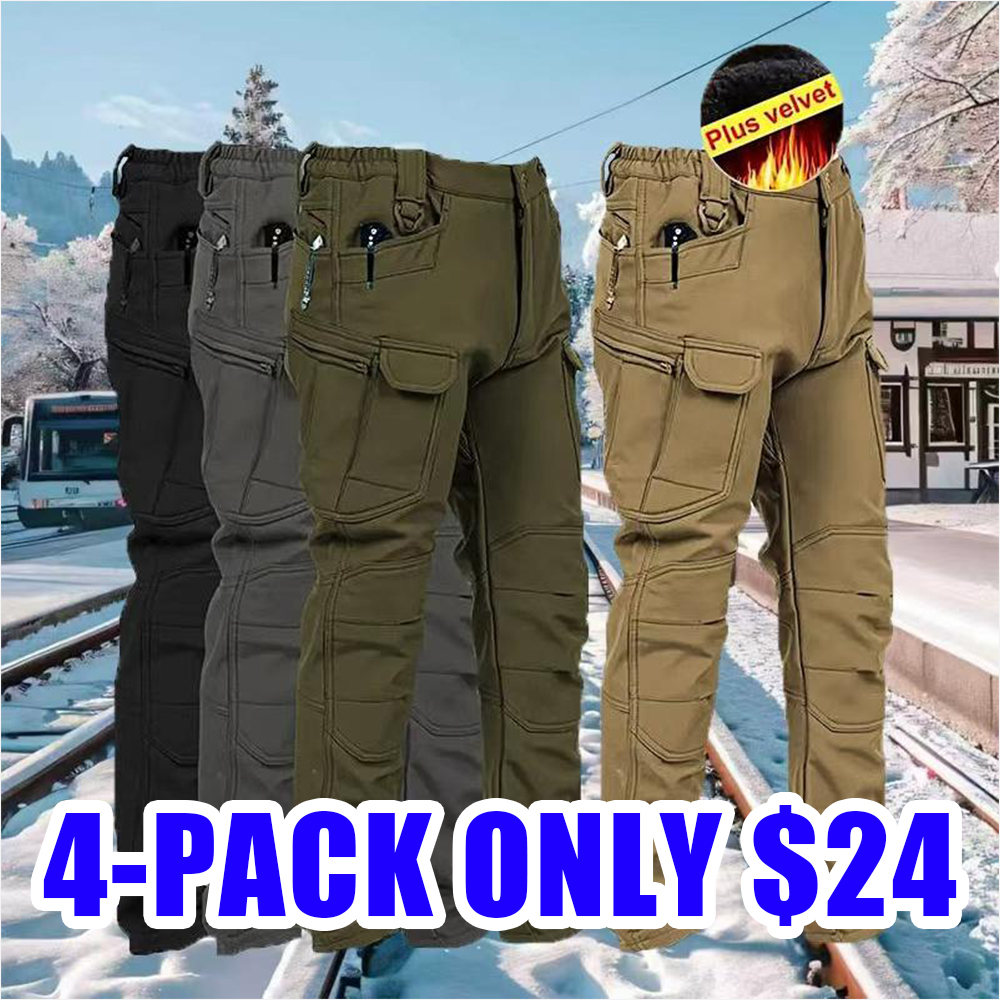 Men’s Fleece-Lined Tactical Pants – Windproof Outdoor Winter Wear