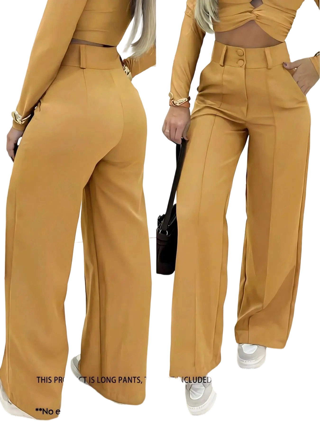 Simple double-breasted wide trousers