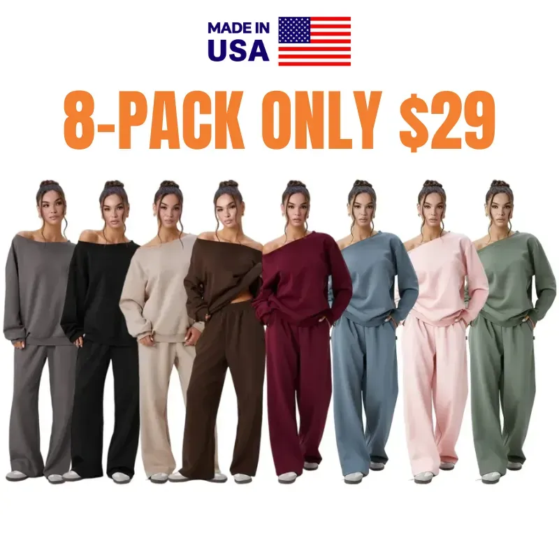 Women’s Sloping Shoulder Top & Wide Leg Pants Set