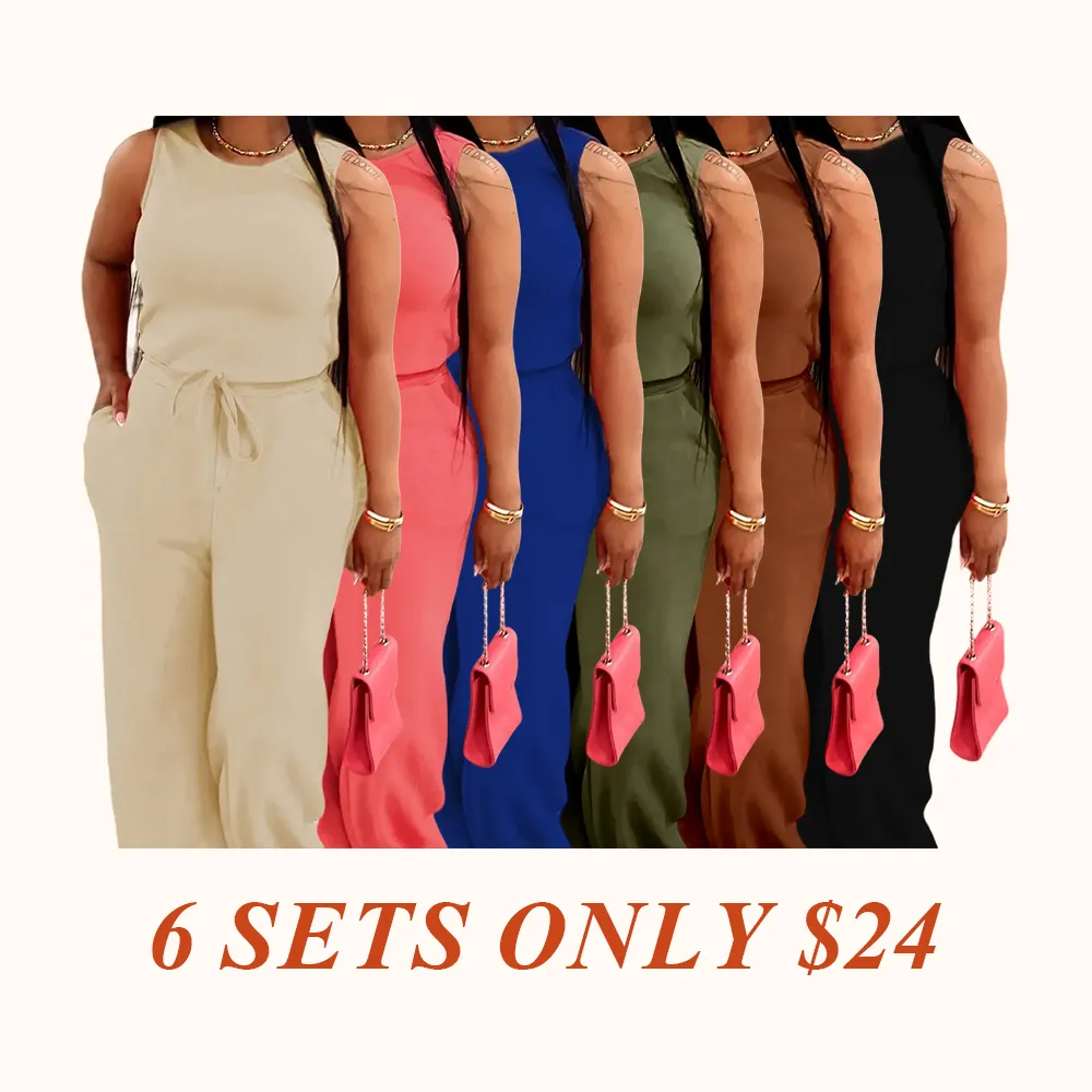 Women’s Spring/Summer Two-Piece Lounge Set with Pockets, Snatched & Comfy Sleeveless Top