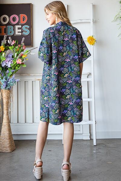 Full Size Half Sleeve Floral Open Cardigan Plus Size