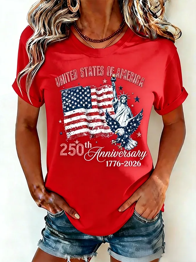 USA 250th Anniversary Statue Of Liberty Eagle Vintage Patriotic Tee