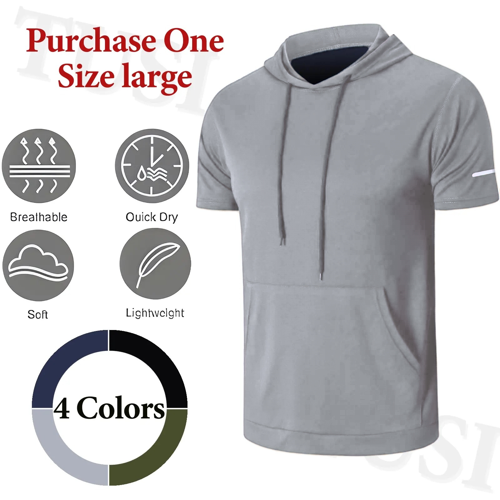 Men's Summer Athletic Hooded T-Shirt