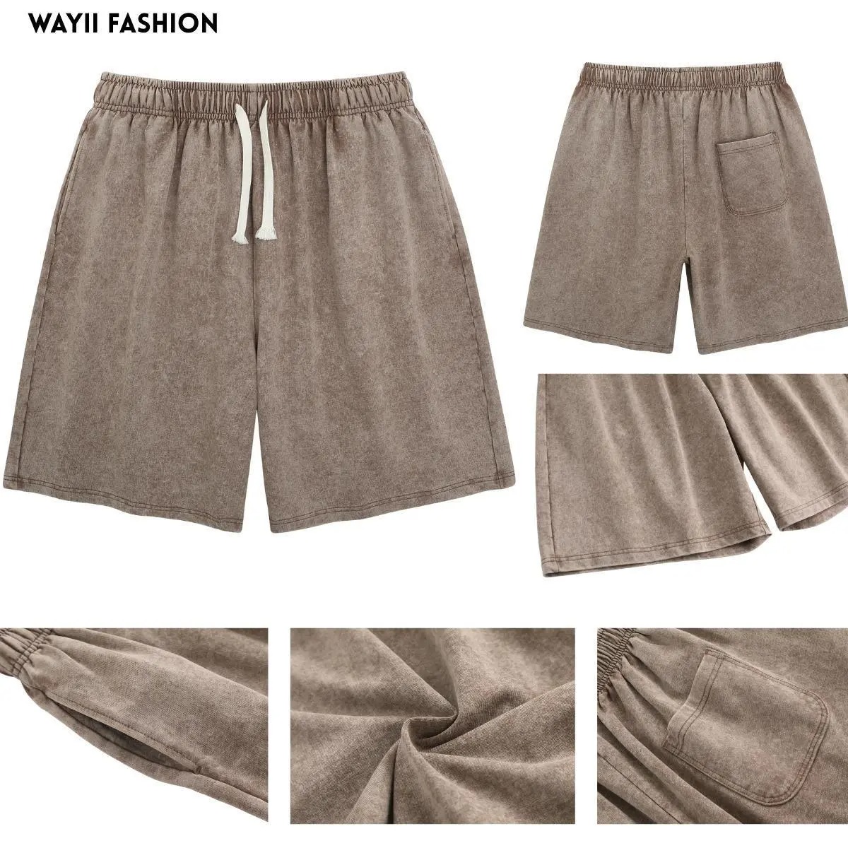 Unisex Acid Washed Vintage Shorts