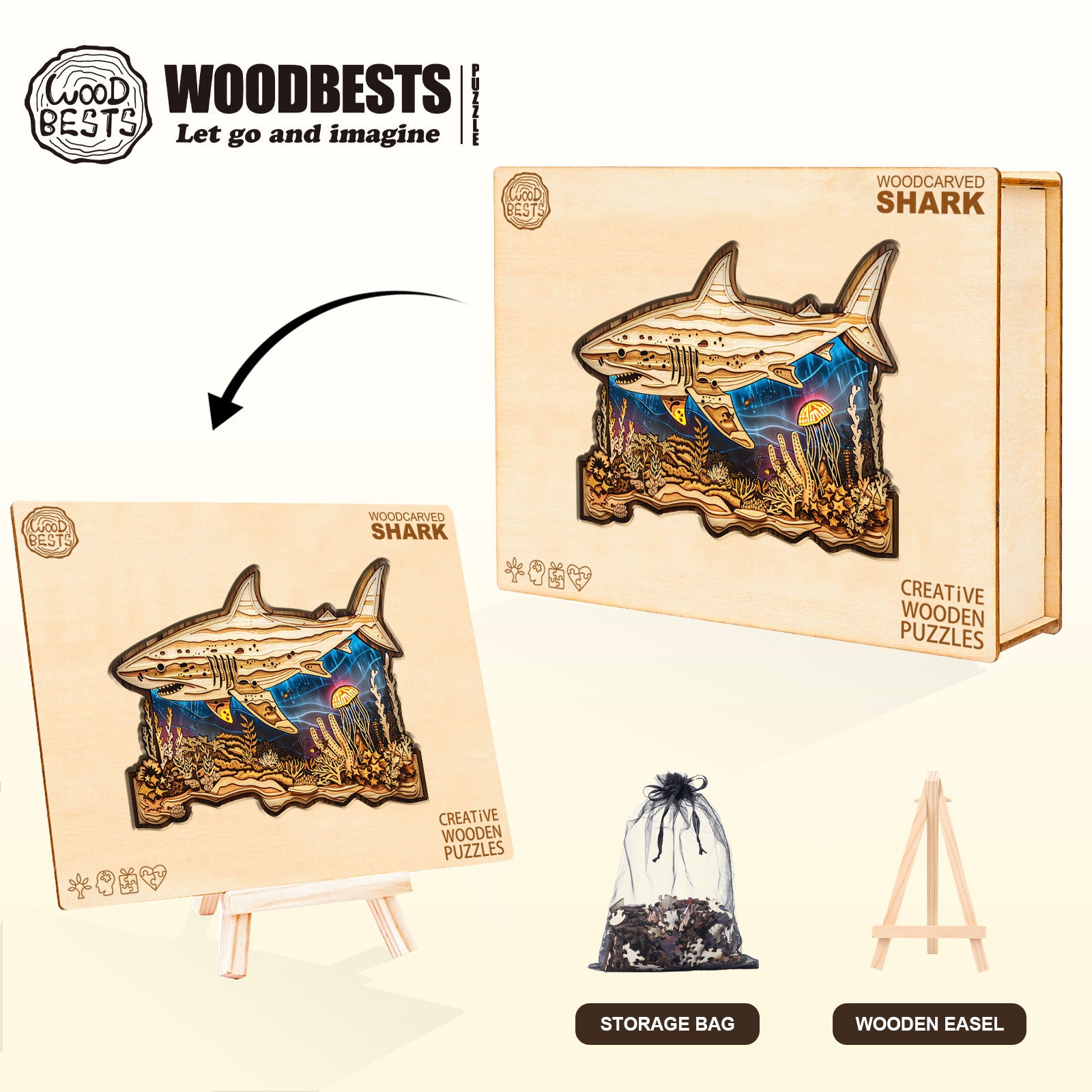 Woodcarved Shark Wooden Jigsaw Puzzle