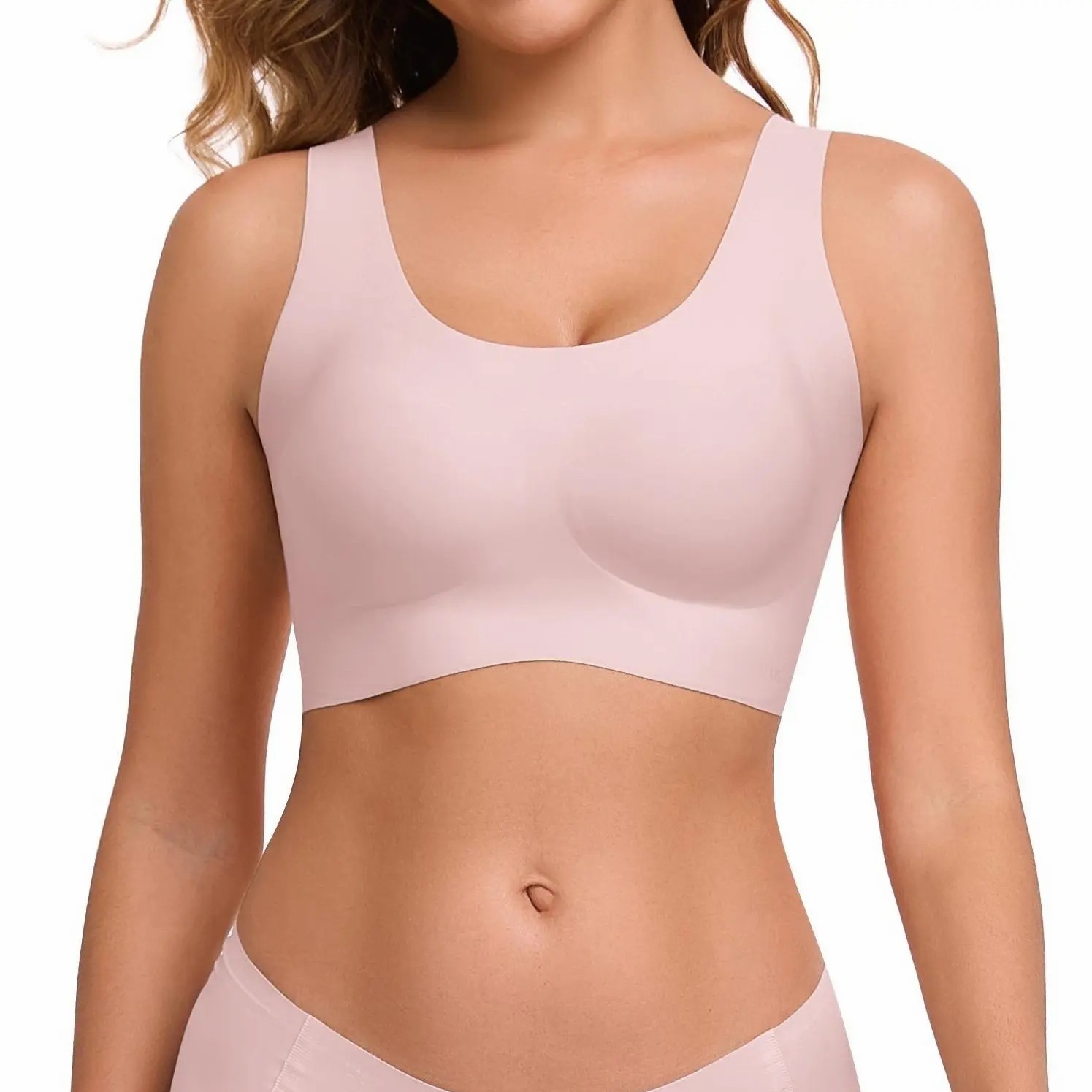 Seamless Bras for Women Full Coverage Wireless Bralette Widen Straps Side