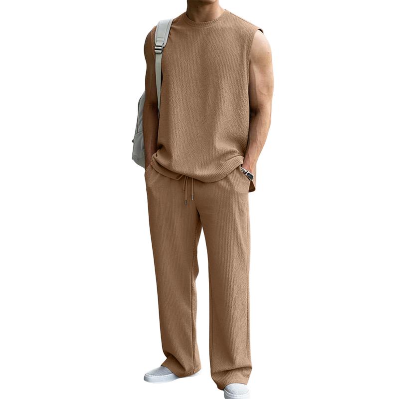 🧥 Men’s 2 Piece Rib Knit Sweatsuit — Casual Everyday Wear