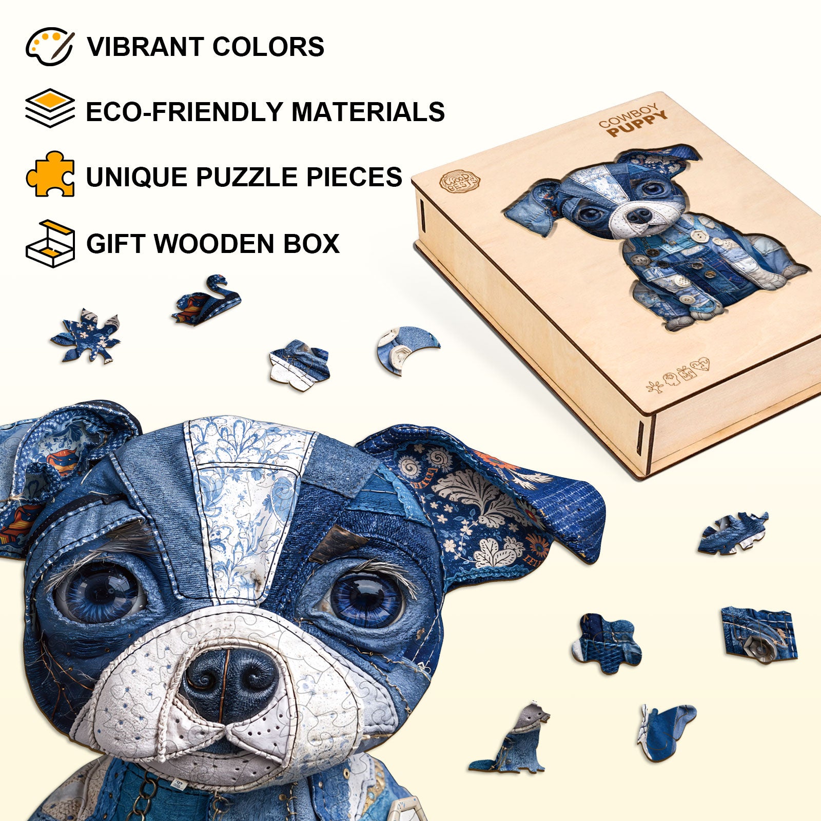Cowboy Puppy Wooden Jigsaw Puzzle
