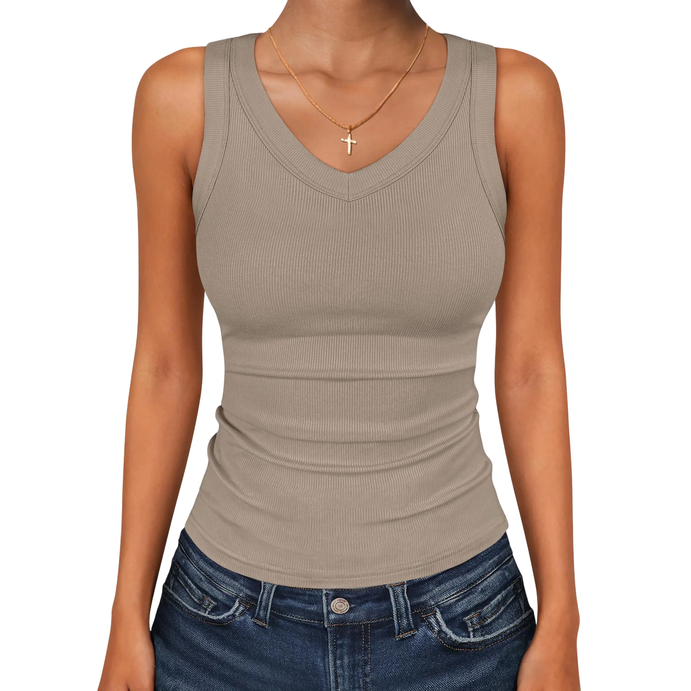 Tank Tops for Women V Neck Ribbed Knit Slim Fitted Sleeveless Tee – 2026 Summer Casual Basic Tanks