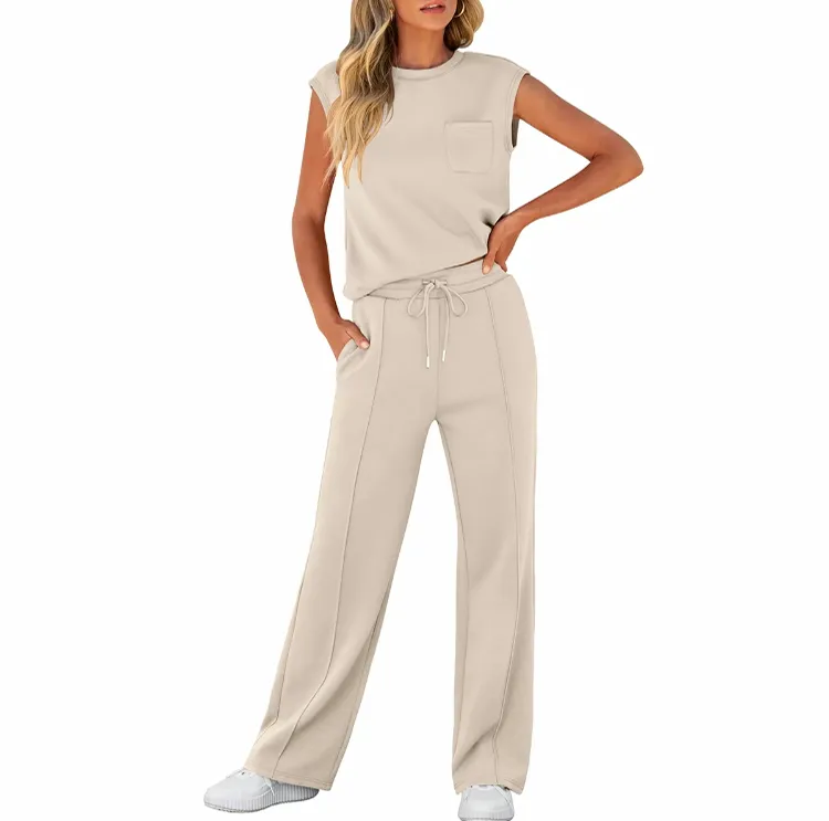 Women's 2-Piece Summer Set – Sleeveless Top & Wide-Leg Pants