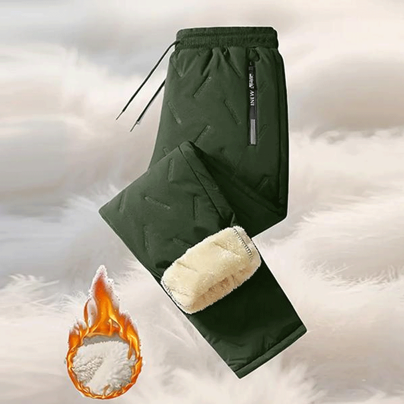Men's Warm Thermal Winter Pants with Zippered Pockets