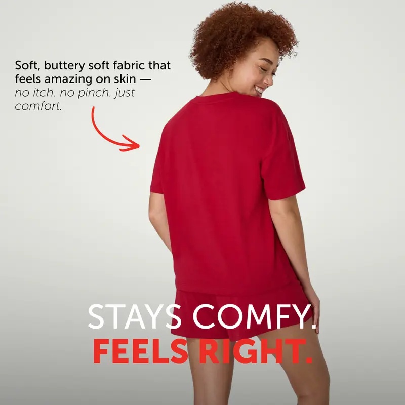 Hanes Originals 2 Piece Lounge Set Comfywear Supersoft Boxy T-shirt & Sleep Shorts Loungewear Women's Comfortable Fit Soft Stretch Fabric Breathable Hla202