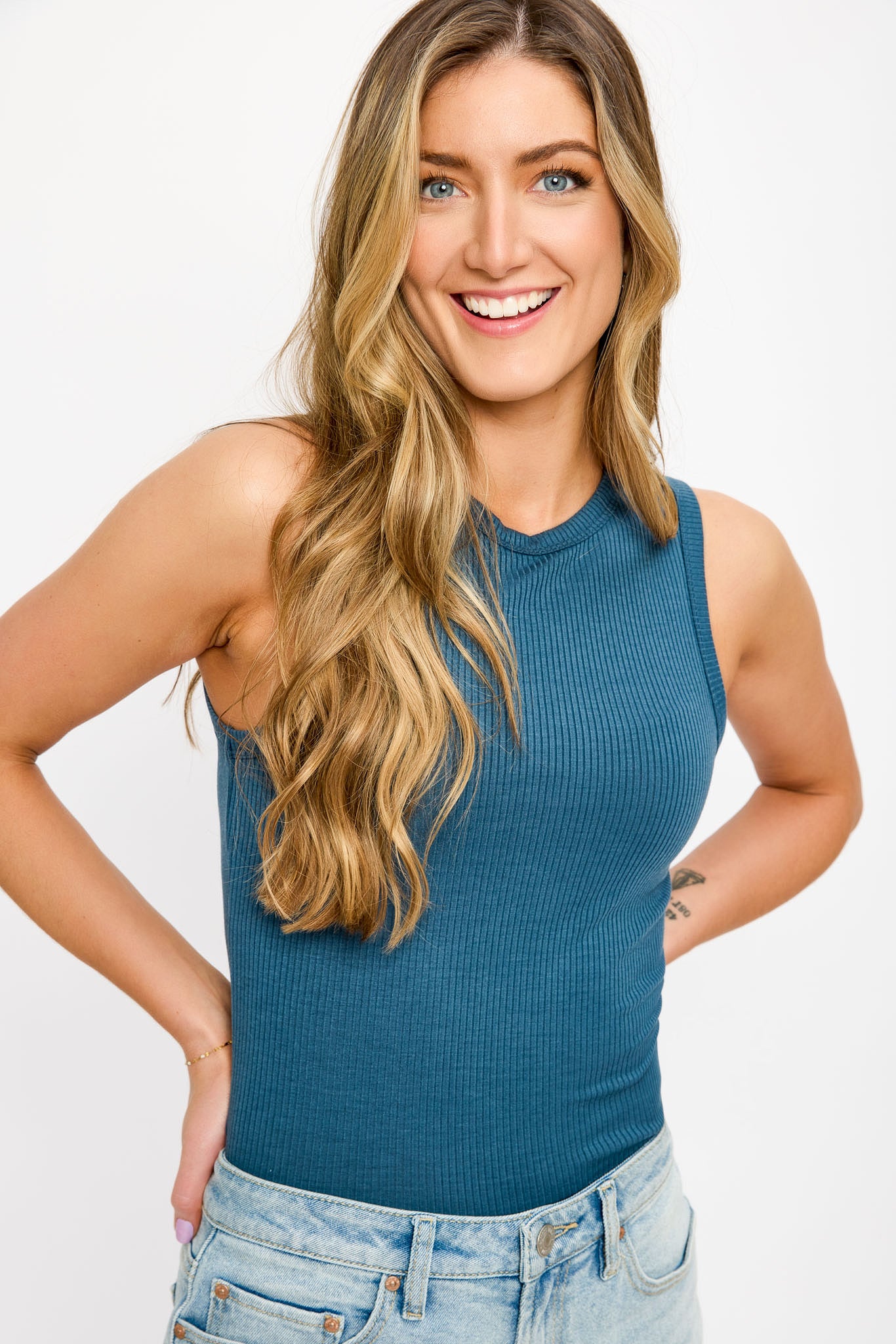 Ribbed Crew-Neck Tank Top