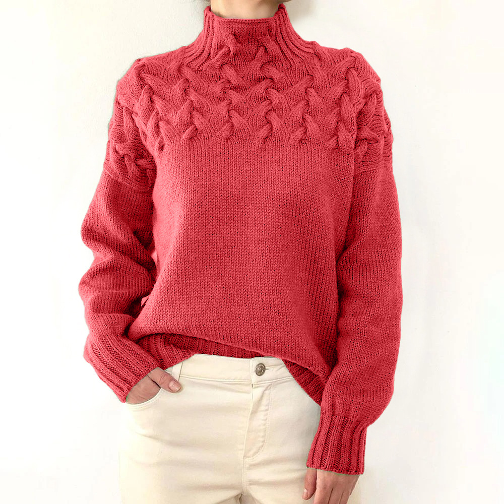 ⏰ LAST DAY SAVE 50% 💥2025 Hot Sale Women's Jumper Turtleneck Cable Knit Braided Sweater