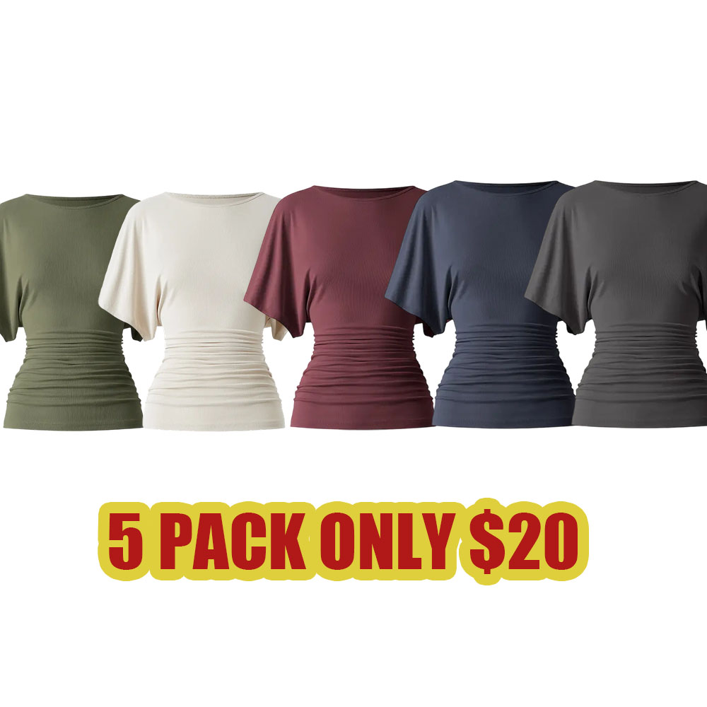 ✨Effortless Ruched Side Batwing Sleeve Top