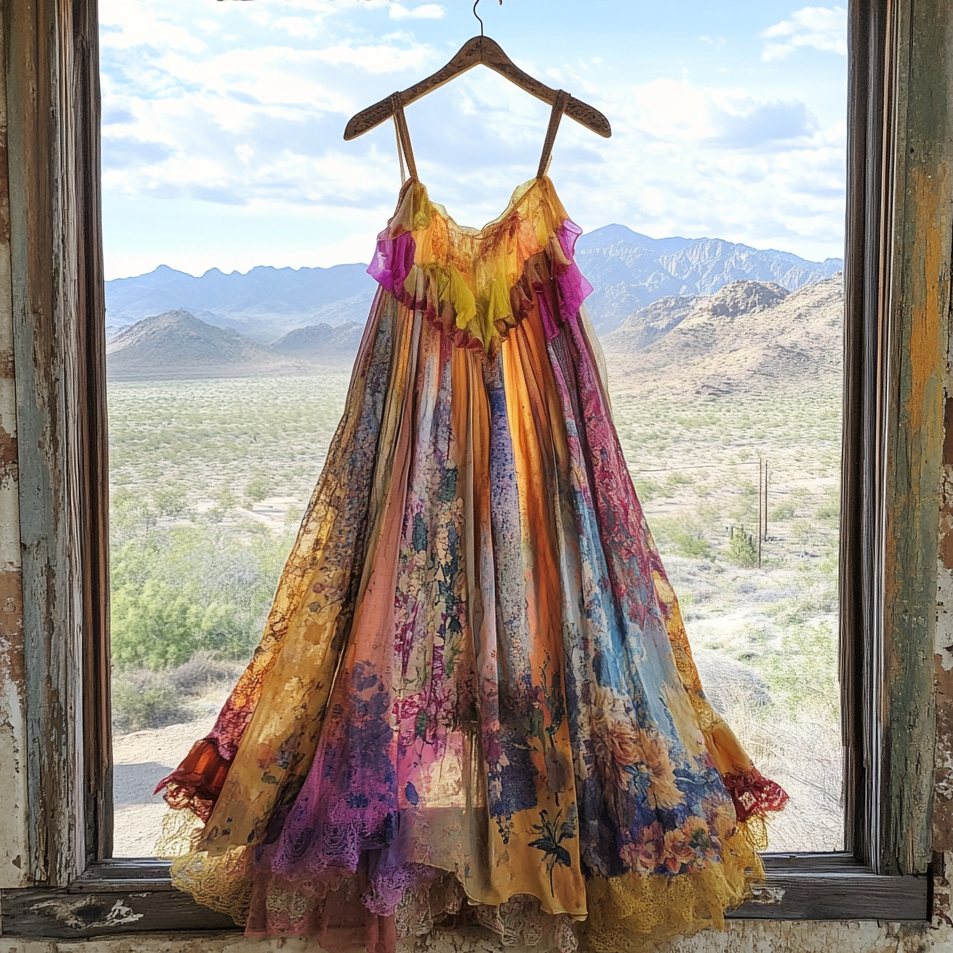 Windowsill Summer Romantic Lace Ruffle Loose Midi Dress 3d72