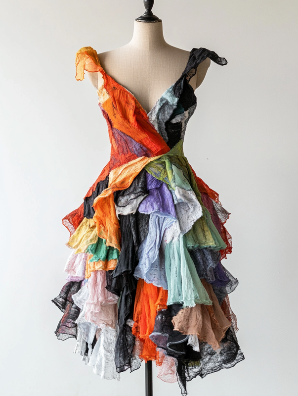 Irregular dress for vacation or daily wear 2d4f