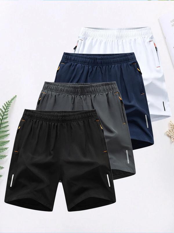 Men's Solid Color Zipper Pocket Athletic Shorts – Casual & Breathable Summer Wear