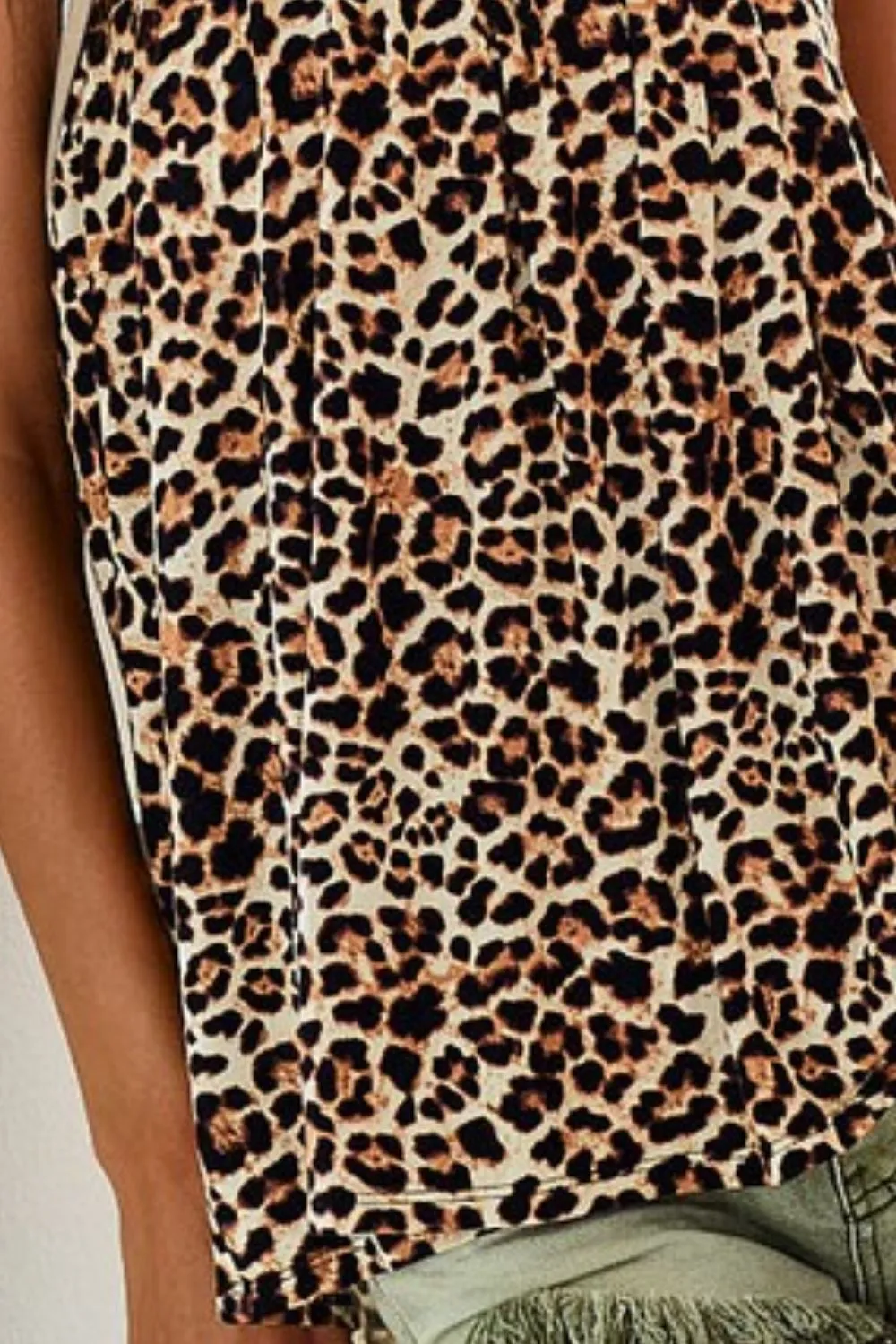 Leopard Printed Jersey Knit Gathering Cami Top