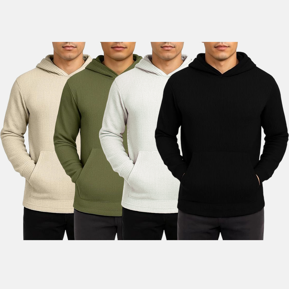 Men's Multi Pack Waffle Knit Pullover Hoodie (S-6XL)