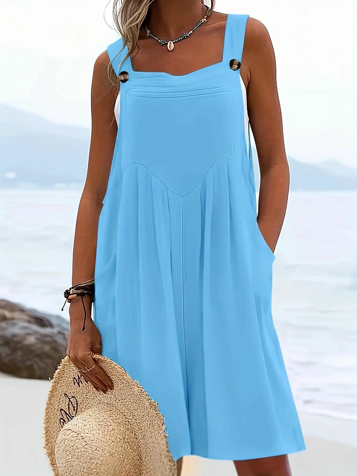 Women's Plus Size Casual Fashion Wide Leg Shorts, Loose Fit Belted Overall Pants with Button Pockets, 9 Colors Available