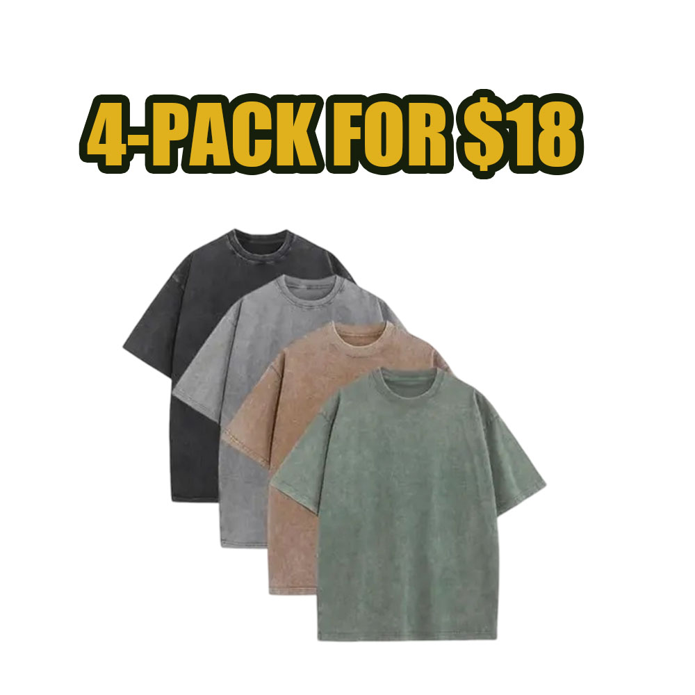8-Pack Vintage Oversized Unisex Tees – Heavyweight Cotton Acid Wash Streetwear Set