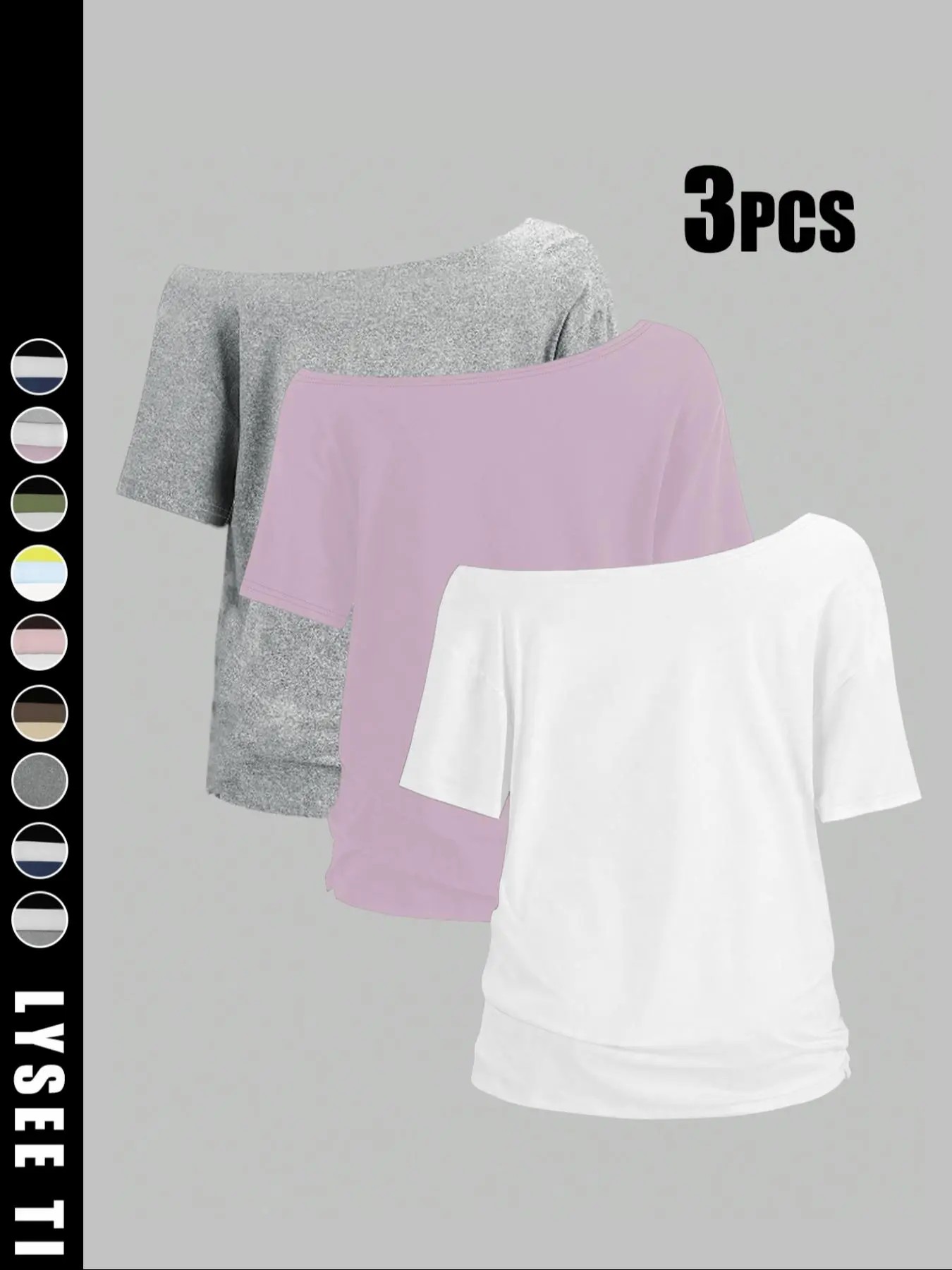 🔥Women's Solid Color Tee – Casual Basic Short Sleeve Top, Wear Off-Shoulder or One-Shoulder