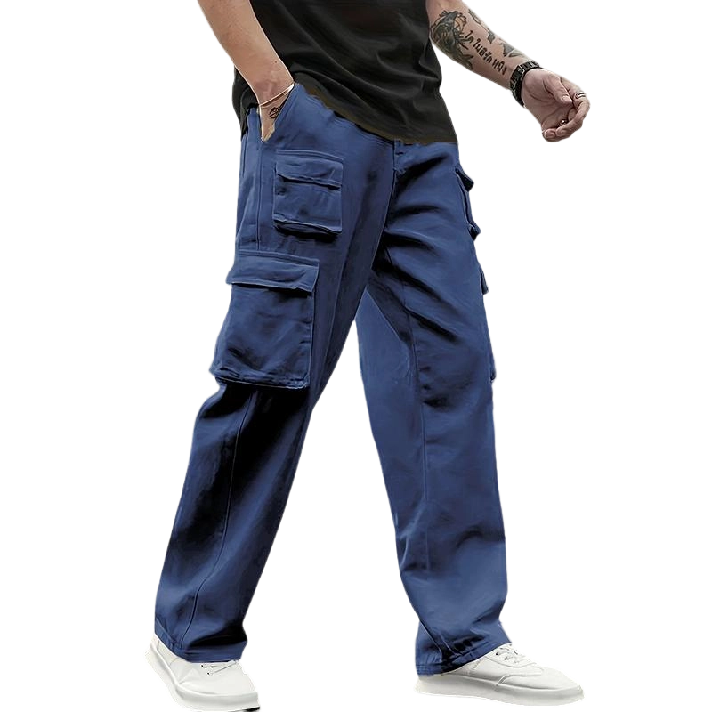 Men's Multi-Pocket Cargo Joggers, Solid Color Lightweight Casual Pants