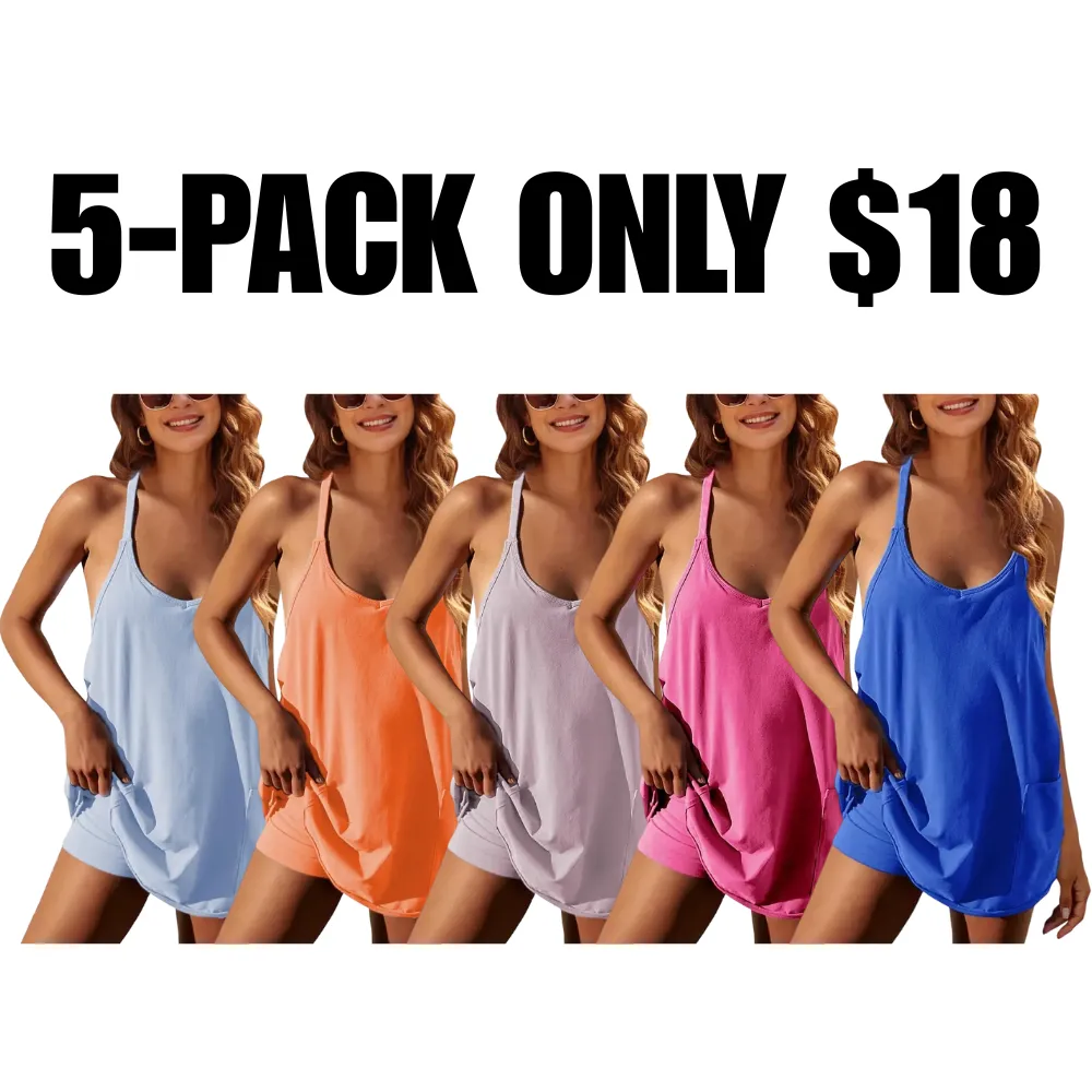 🔥Clearance sale, limited stock 🔥Women's Athletic Sleeveless Mini Dress with Built-in Shorts