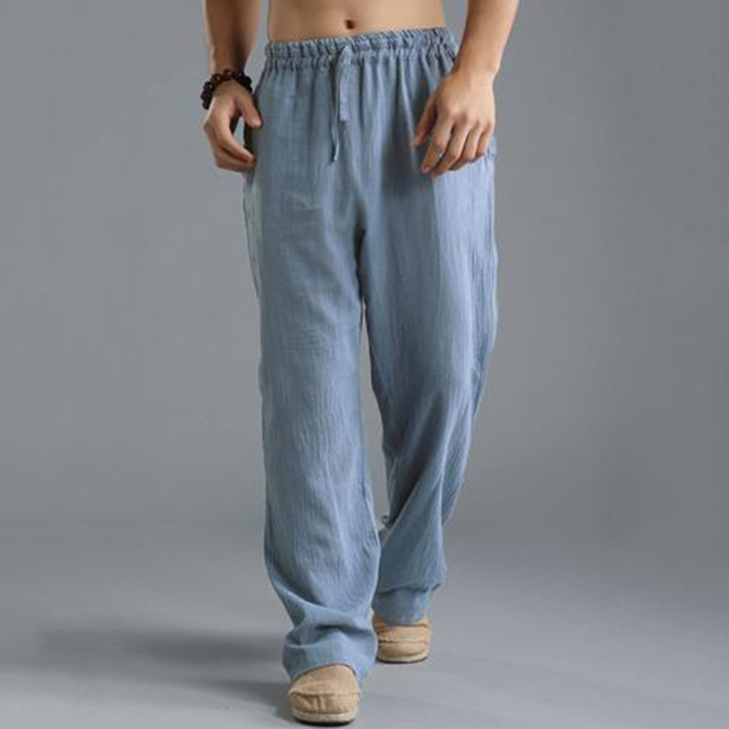 Men'S Vintage Drawstring Casual Cotton Linen Pants