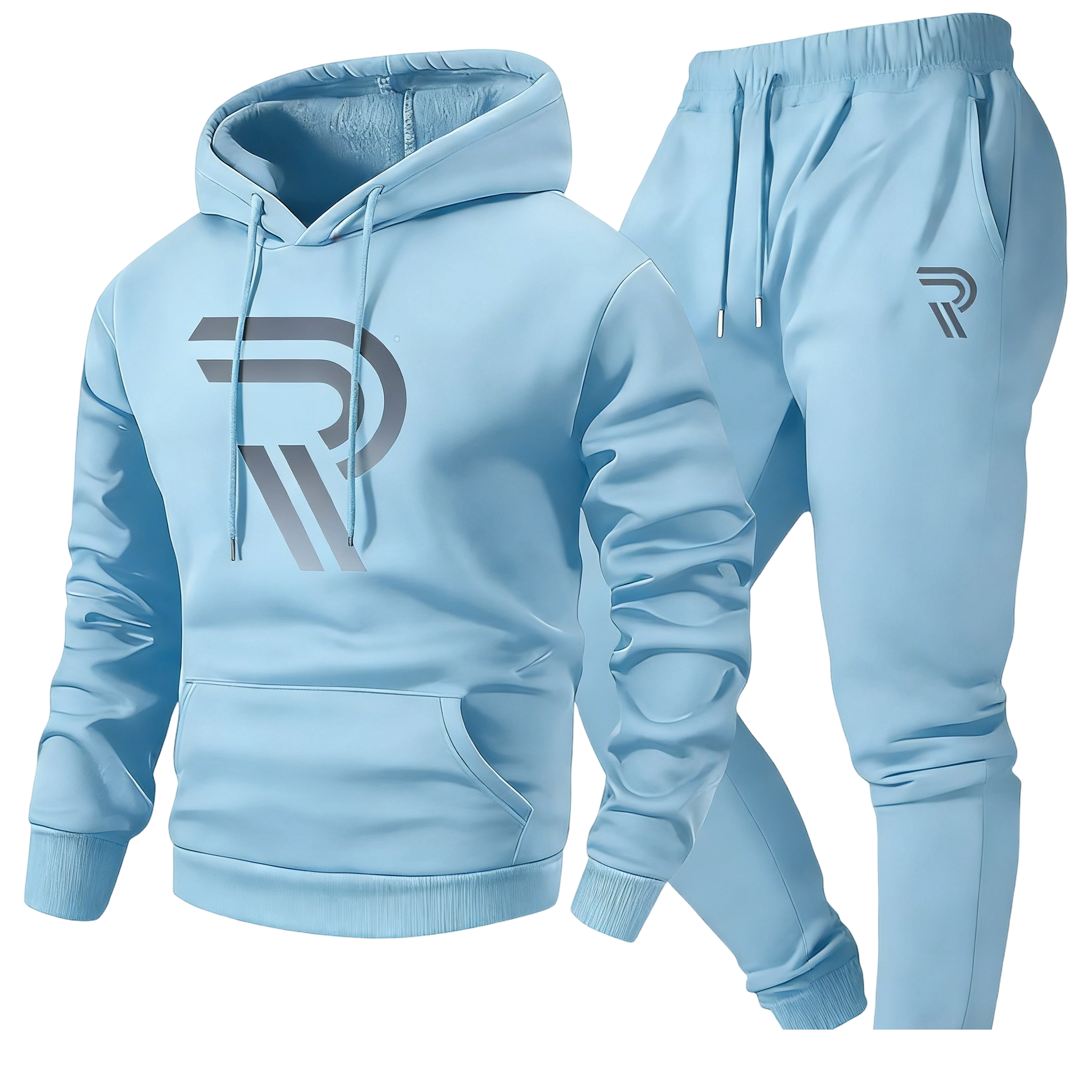 Men's sports two-piece hooded sweatshirt and pants set