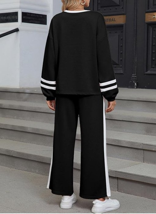 Cotton Casual Color Block Regular Fit Two-Piece Set