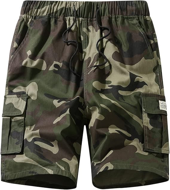 Men’s Tactical Camo Cargo Shorts with Multi-Pocket Design