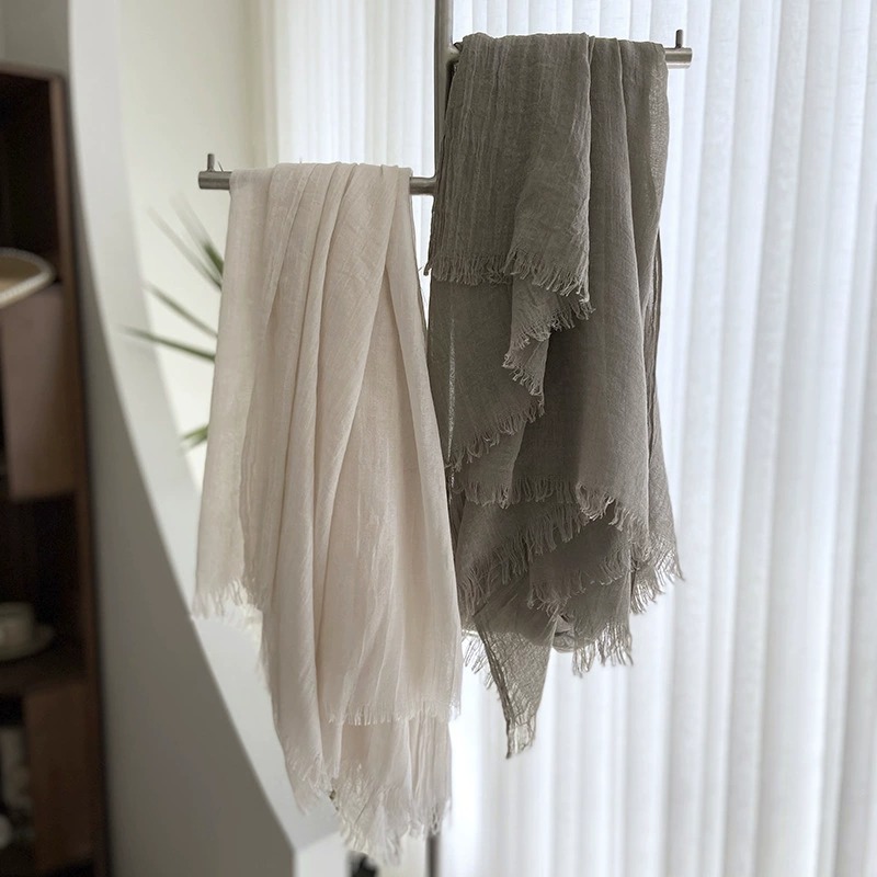 Cotton and Linen Solid Color Casual Scarf