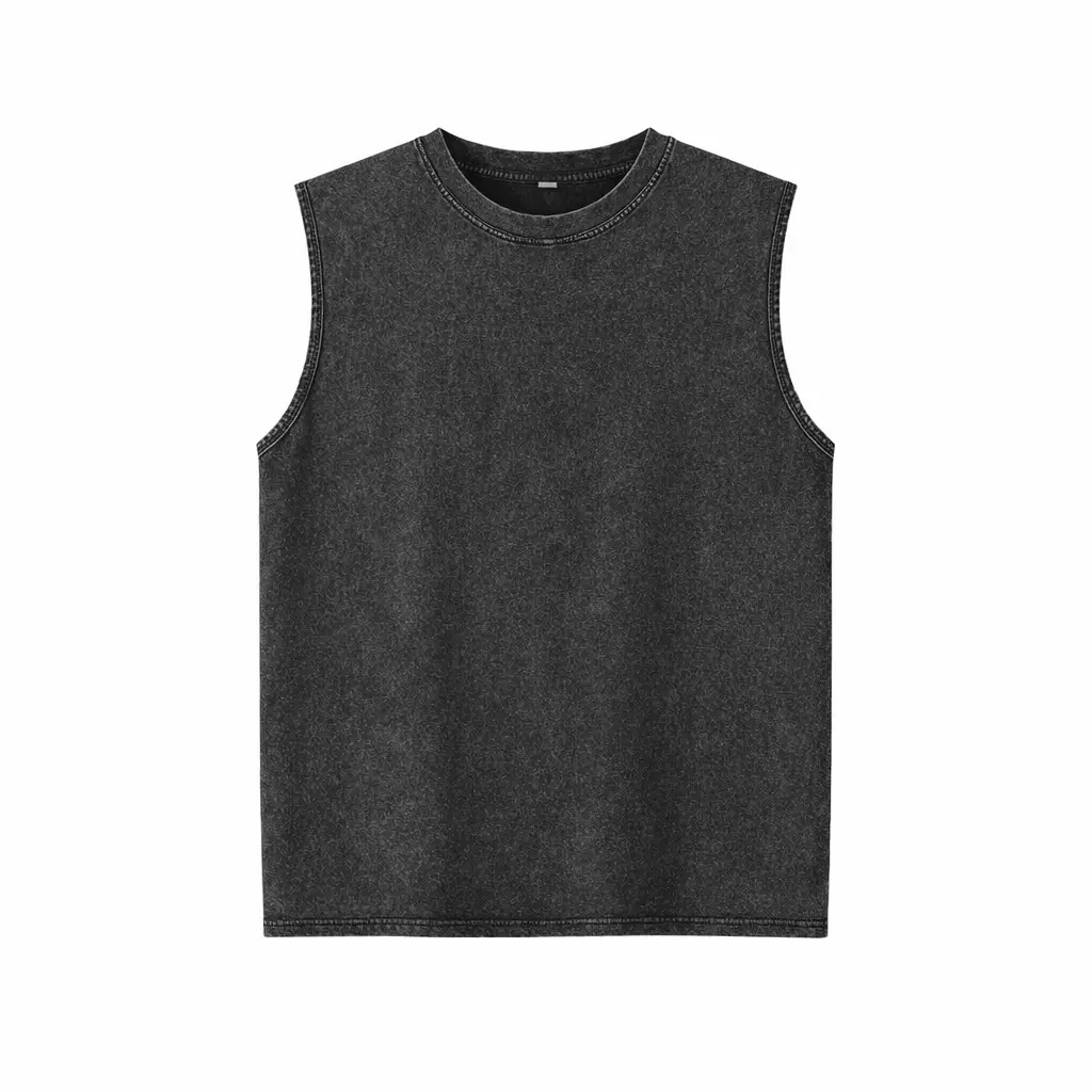 Men's Oversized Sleeveless Vest - Vintage Heavy Cotton Washed Loose Fit Athletic Tee