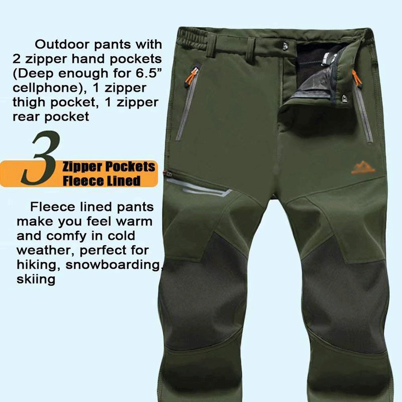 🧊 Men’s Fleece-Lined Water-Resistant Snow Pants – Warm Outdoor Winter Pants
