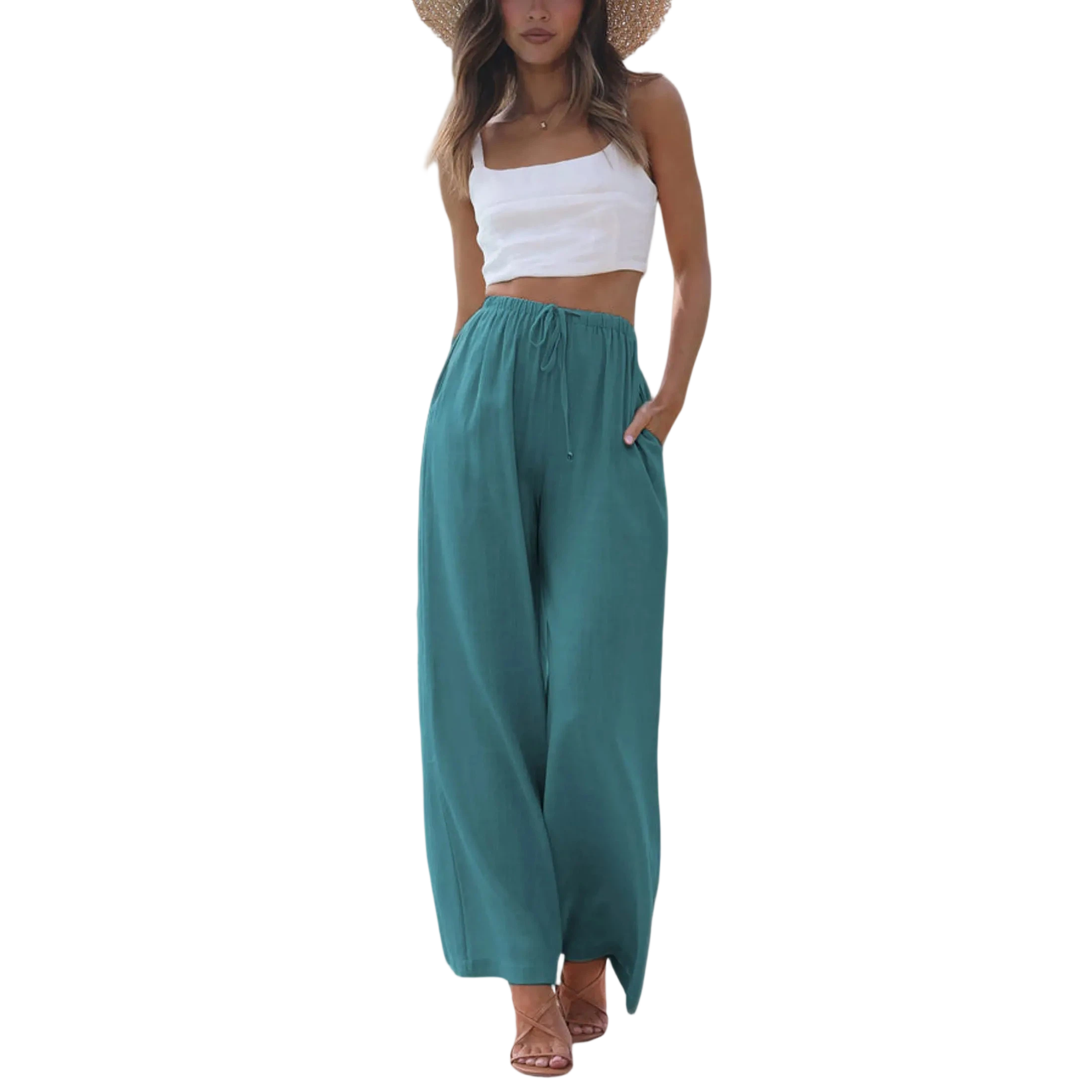 Women's 2026 Viral Palazzo Pants - Lightweight Wide Leg Trousers with Pockets